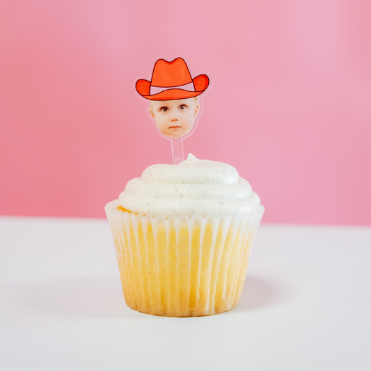 Cowboy Sweetheart | Face Cupcake Toppers (24 Pack)