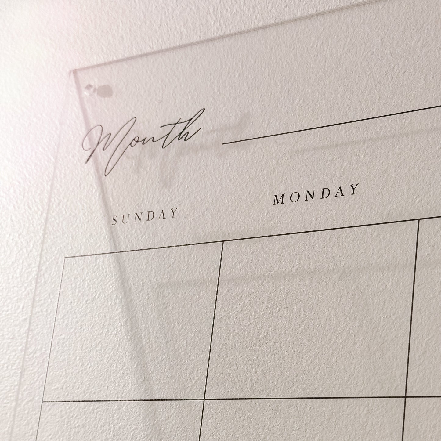 Personalizable Clear Acrylic Calendar